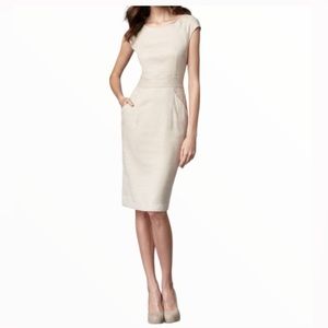 Theory Kylis Urbanite Linen Blend Tan Khaki Cap Sleeve Dress Size 4